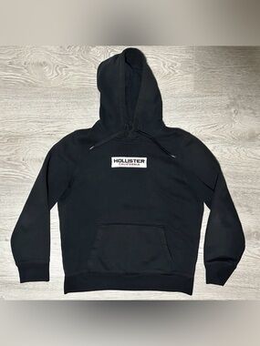 Hollister Black Hoodie with Box Logo White Centre Patch